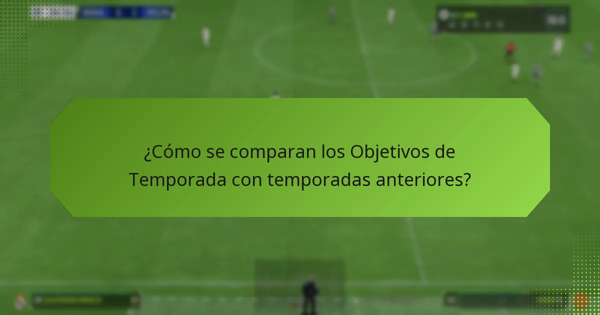 ¿Cómo se comparan los Objetivos de Temporada con temporadas anteriores?